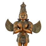 Brass Standing Garuda Dev with Vintage Bronze Finish | 22" x 13" x 7" (55.9 x 33 x 17.8 cm) | 11 kg Sacred Art | Divine Vehicle Murti